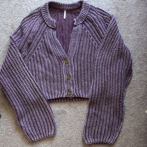 Free People Purple Cropped Sweater